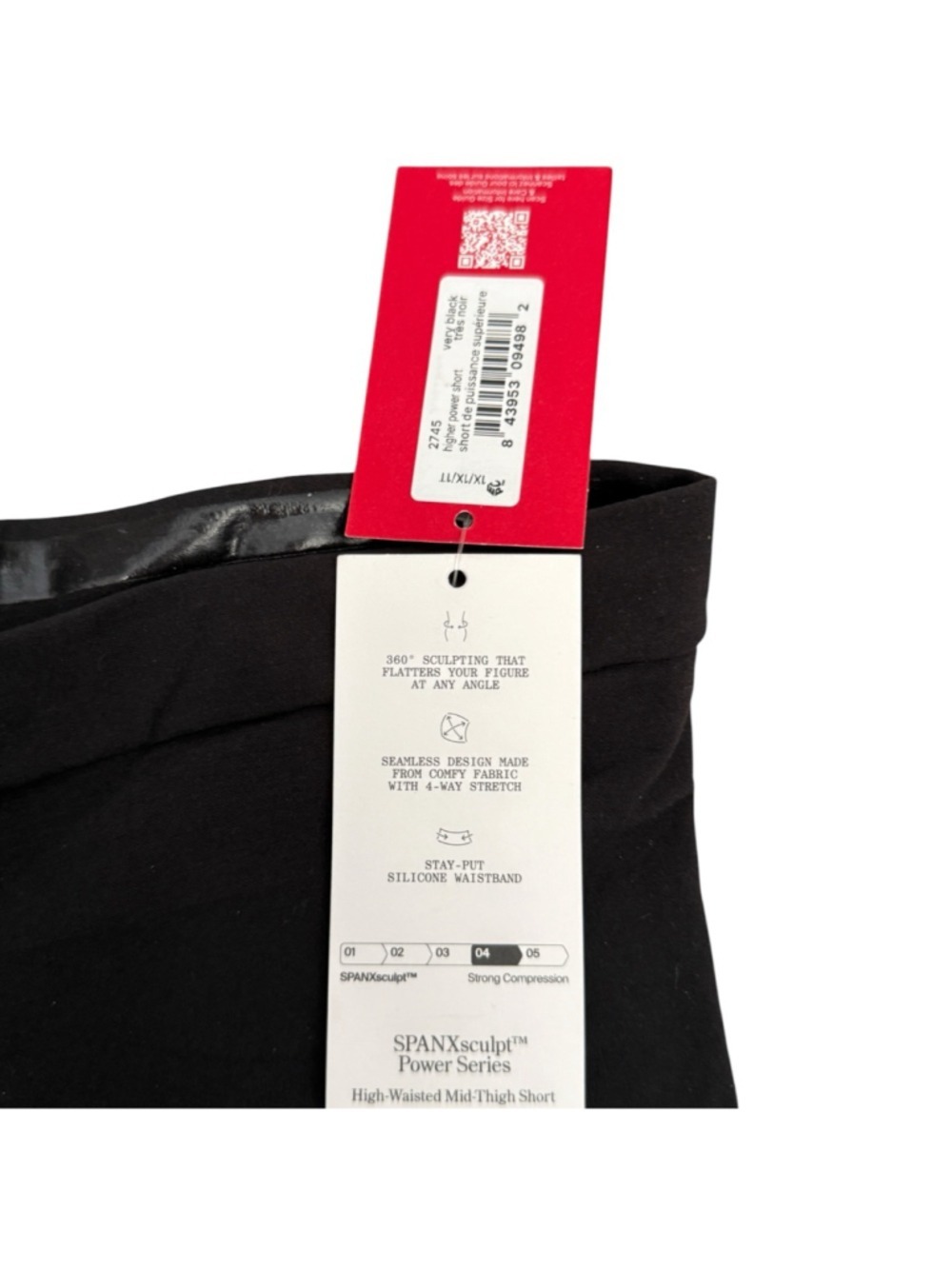 SPANX Sculpt Power Series High Waisted Mid Thigh Shorts 1X Black Compression - Picture 5 of 6